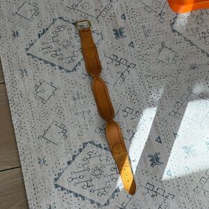 Linea Pelle Tan Leather Belt with Gold Buckle